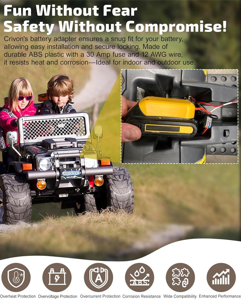 CRIVON 2-Pack for Dewalt 20V Battery Adapter for Power Wheels Battery Upgrade Conversion Kit with Wire Connectors, Fuses, 12AWG Wire, Power Tool Drill Battery Converter Adapter for Kids Car, RC Toy, DIY, Etc - Image 3